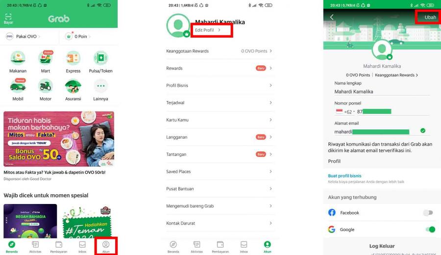Ganti Nomor OVO di Grab
