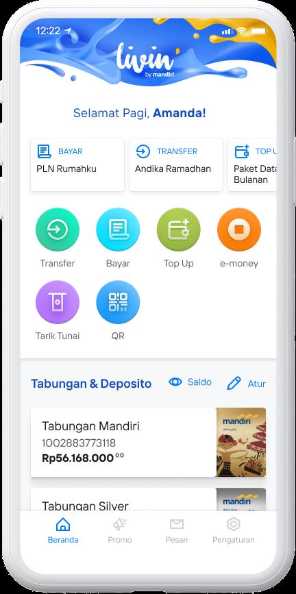 Top Up OVO melalui Livin Mandiri Apps di Home